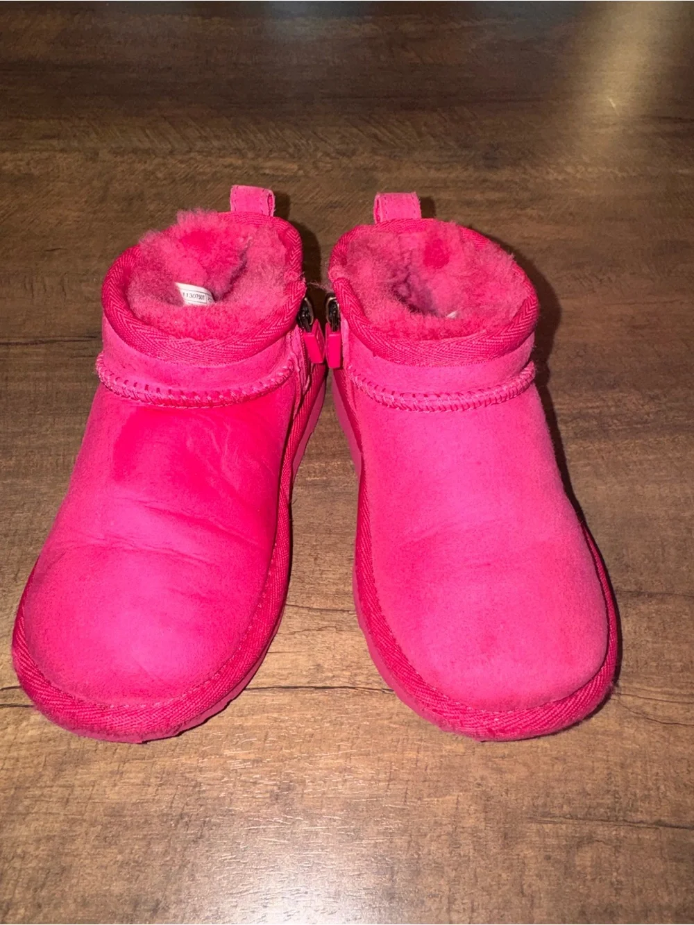 UGG Kids Hot Pink Mini Ankle Boots Side Zip Size 10